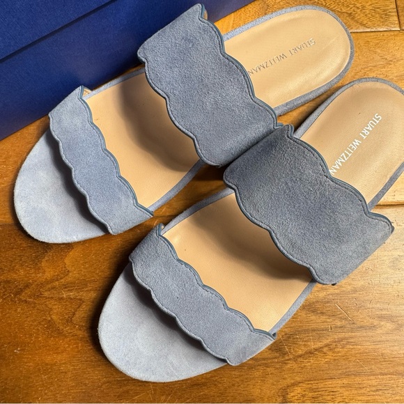 NWT Stuart Weitzman Blue Santorini Scallop Slide Sandal Sz 6,5 - Picture 6 of 12